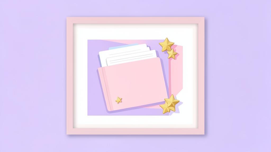 Framed work and star badges