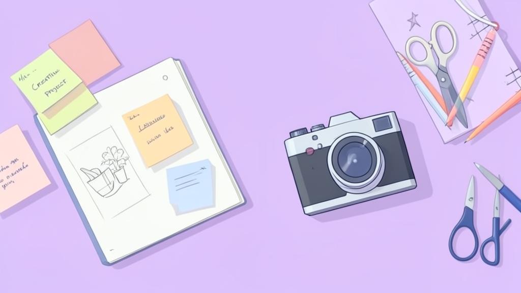 Sketchbook, notes and craft tools